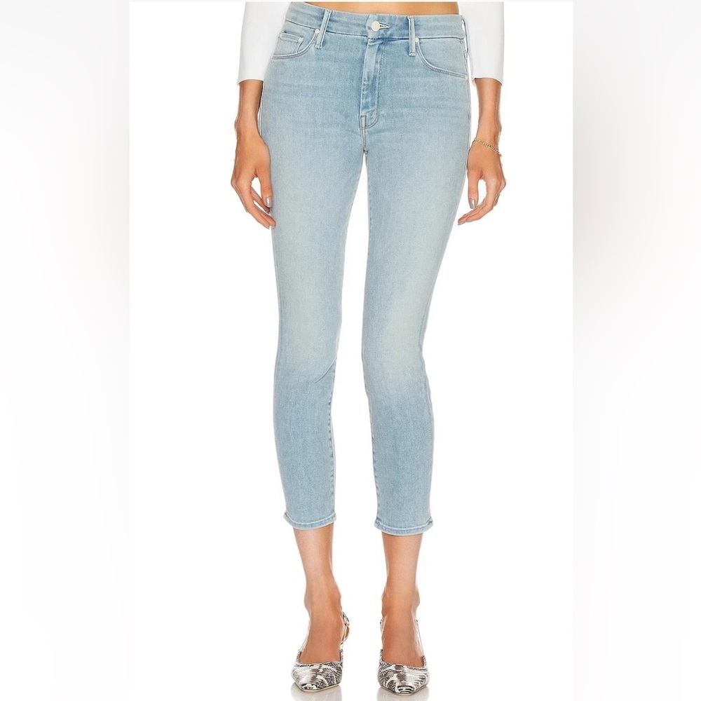 MOTHER DENIM THE LOOKER CROP Size 24 LIGHT BLUE JEANS SWIMMING POOL SUNDAY